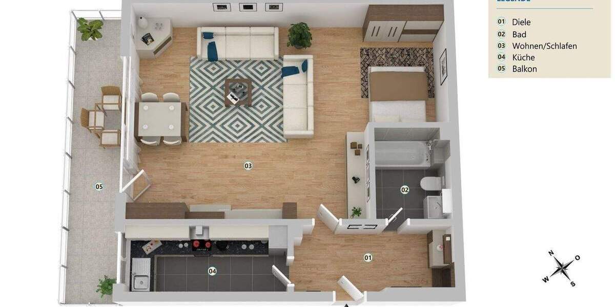 Etagenwohnung Köln Ensen - 2 Zimmer, 70 m&sup2;, 199.990&euro; | Angebot:25760398