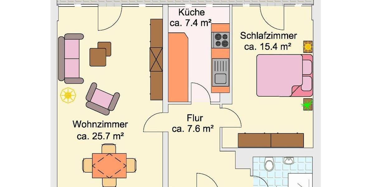 Etagenwohnung Köln Bickendorf - 2 Zimmer, 65 m&sup2;, 990&euro; | Angebot:26243044