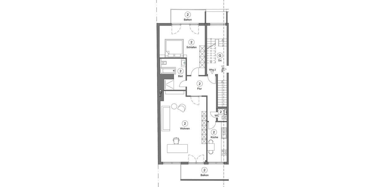 Etagenwohnung Köln Rodenkirchen - 2.5 Zimmer, 90 m&sup2;, 1.700&euro; | Angebot:26493788