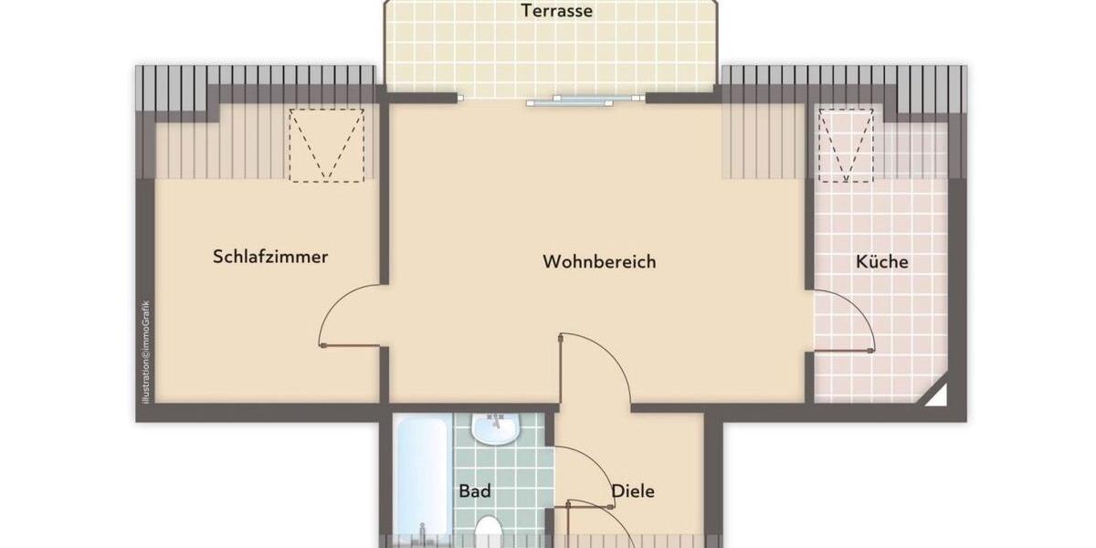 Dachgeschoßwohnung Kerpen Buir - 2 Zimmer, 50 m&sup2;, 775&euro; | Angebot:25398260