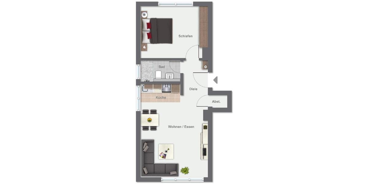 Etagenwohnung Leverkusen Bürrig - 2 Zimmer, 52 m&sup2;, 650&euro; | Angebot:26349071