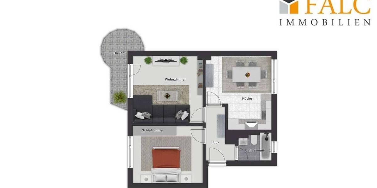 Etagenwohnung Köln Gremberghoven - 2 Zimmer, 60 m&sup2;, 239.000&euro; | Angebot:26778663