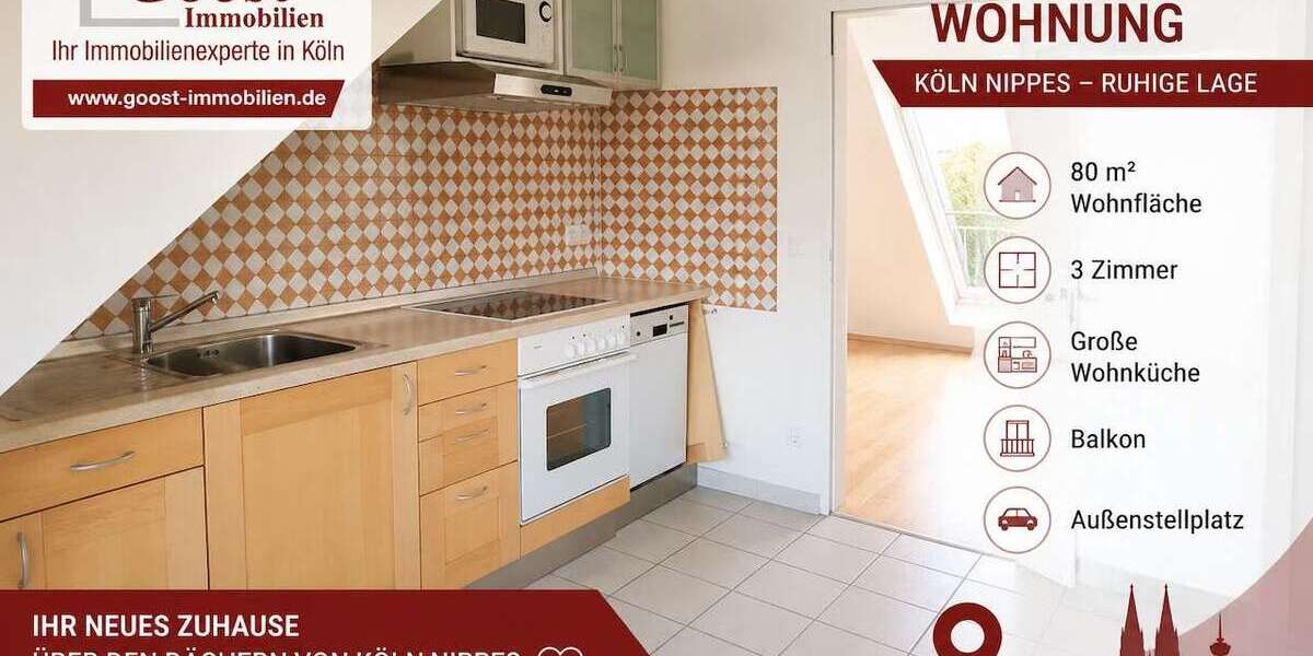 Etagenwohnung Köln Nippes - 3 Zimmer, 80 m&sup2;, 370.000&euro; | Angebot:26967573