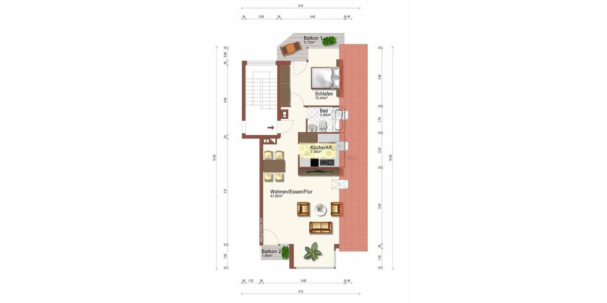 Etagenwohnung Bergisch Gladbach Katterbach - 2 Zimmer, 60 m&sup2;, 654&euro; | Angebot:26378850