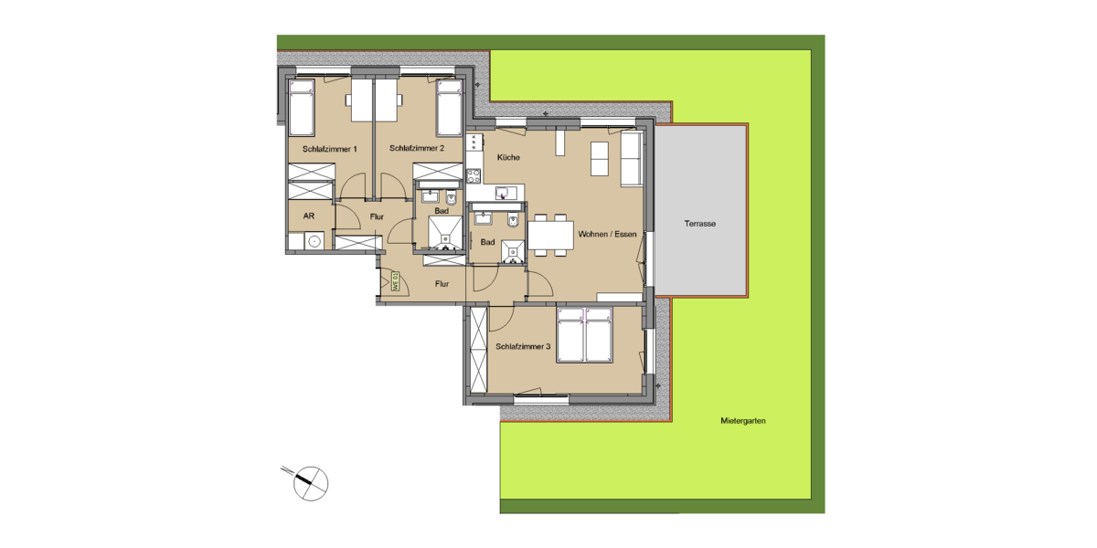 Etagenwohnung Leverkusen Alkenrath - 4 Zimmer, 104 m&sup2;, 1.495&euro; | Angebot:26796696
