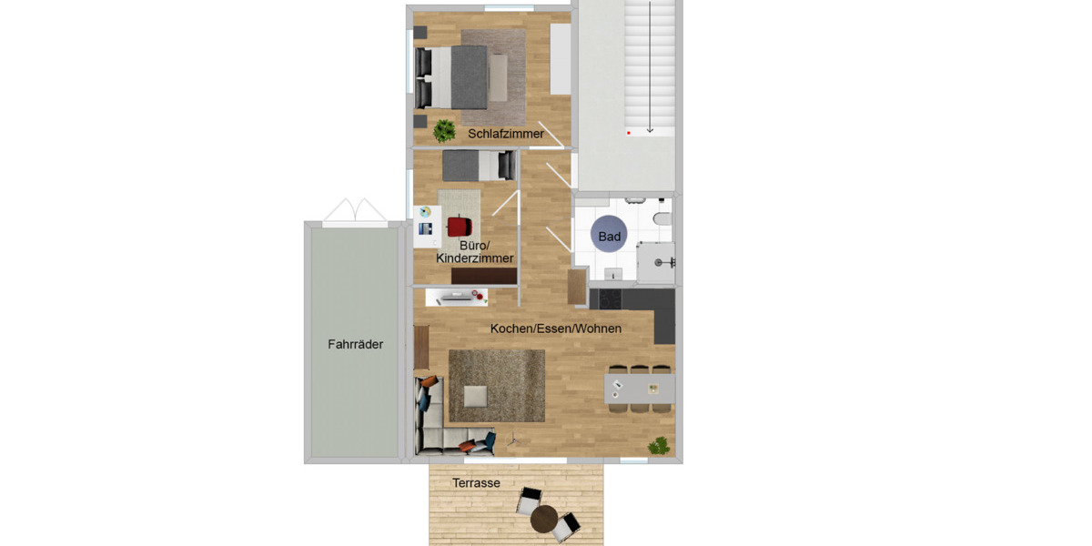 Terrassenwohnung Troisdorf Oberlar - 3 Zimmer, 81 m&sup2;, 1.195&euro; | Angebot:25152444