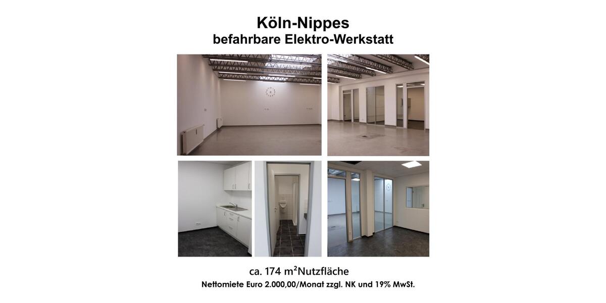 Köln-Nippes befahrbare Elektro-Werkstatt mit Büro und Sanitäranlage , ca. 174 m² - Gewerbeobjekt Köln Nippes | Angebot:24592685