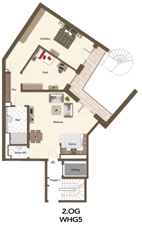 Erstbezug! Exklusive 3-Zimmer-Wohnung im 2. OG mit Terrasse – hochwertiger Neubau in Stadtmitte zimmer
