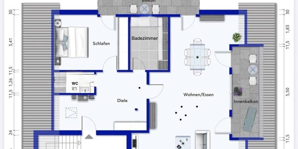 Etagenwohnung Sankt Augustin Hangelar - 2 Zimmer, 102 m&sup2;, 1.310&euro; | Angebot:26108266