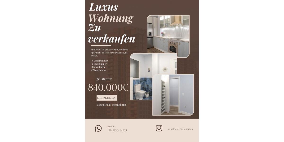Luxus Wohnung zu verkauf in Ruzafa, Valencia 4 zimmer