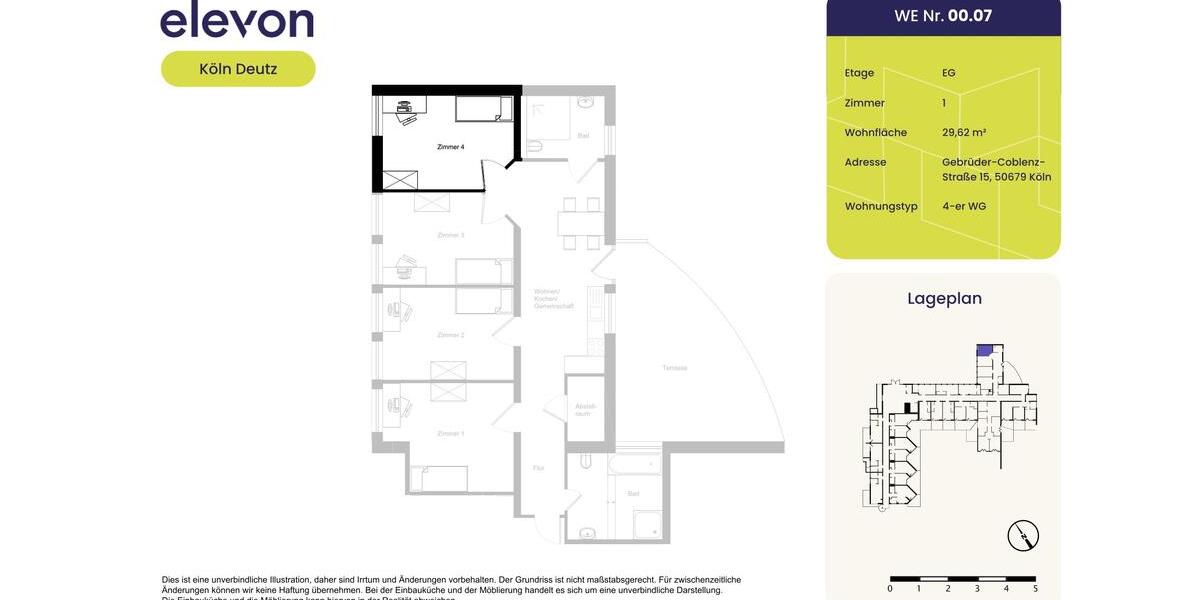 Erdgeschoßwohnung Köln Mülheim - 1 Zimmer, 30 m&sup2;, 550&euro; | Angebot:22307302