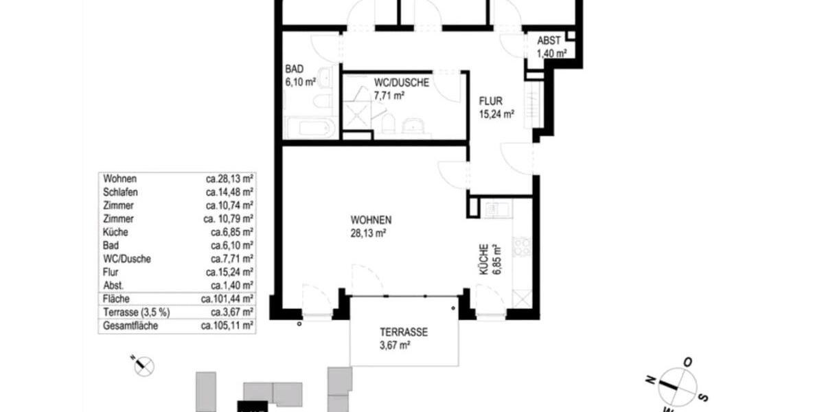 Etagenwohnung Bonn Dransdorf - 4 Zimmer, 105 m&sup2;, 1.850&euro; | Angebot:25264765