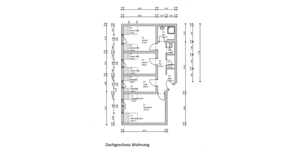 Dachgeschoßwohnung Frechen - 3 Zimmer, 57 m&sup2;, 210.900&euro; | Angebot:26040921