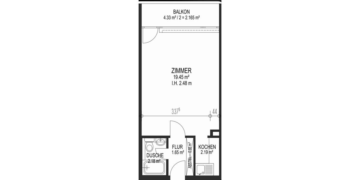 Etagenwohnung Bonn Küdinghoven - 1 Zimmer, 30 m&sup2;, 550&euro; | Angebot:26330097