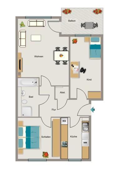 3-Zimmer-Wohnung in Köln Kalk zimmer