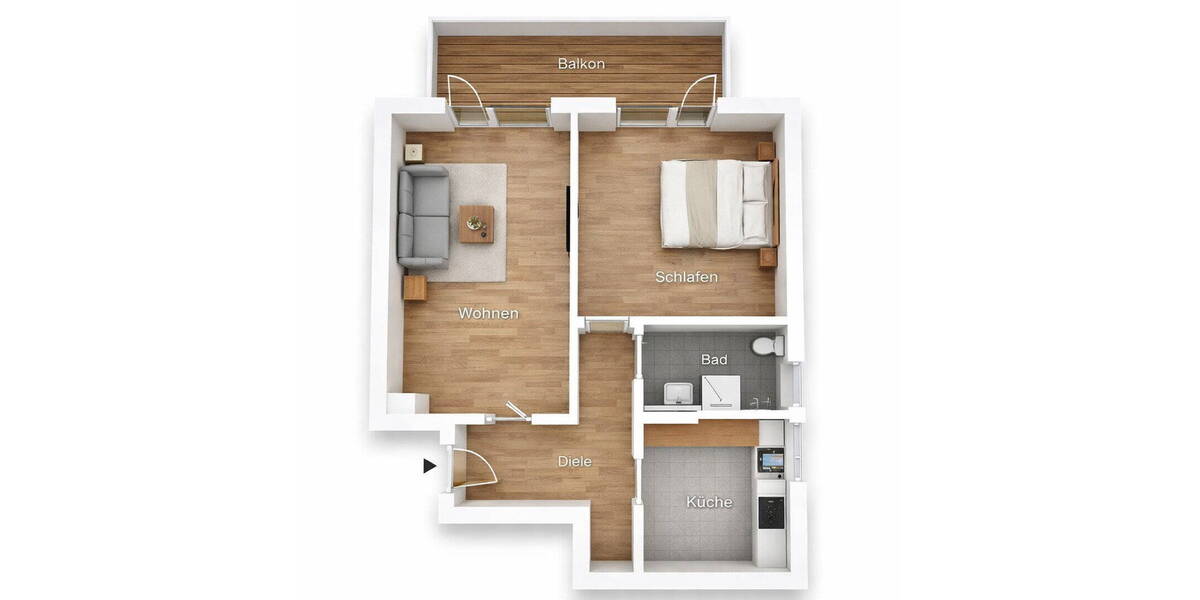 Etagenwohnung Köln Nippes - 2 Zimmer, 60 m&sup2;, 309.000&euro; | Angebot:26377231