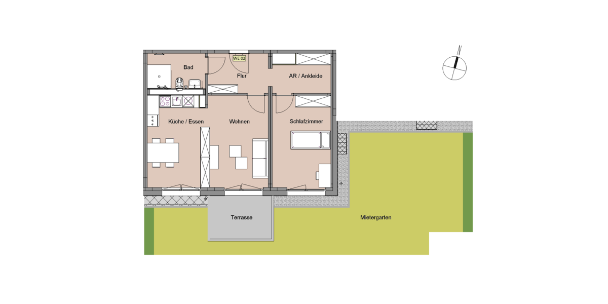 Etagenwohnung Leverkusen Alkenrath - 2 Zimmer, 62 m&sup2;, 925&euro; | Angebot:26777275