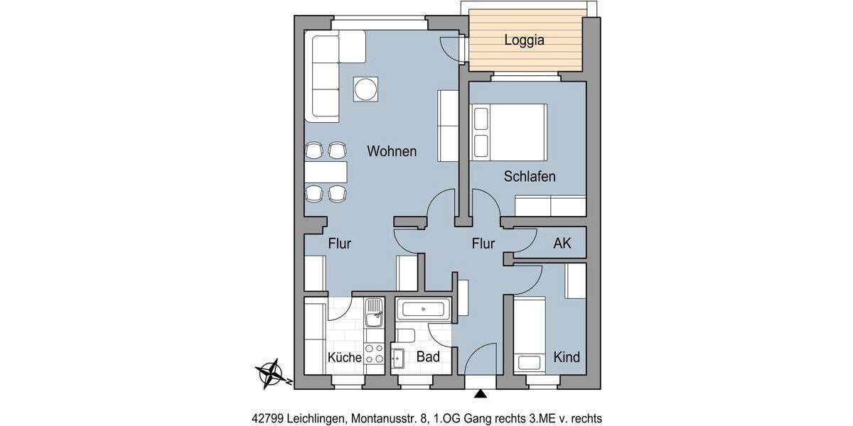 Etagenwohnung Leichlingen (Rheinland) - 2 Zimmer, 69 m&sup2;, 667&euro; | Angebot:26275178