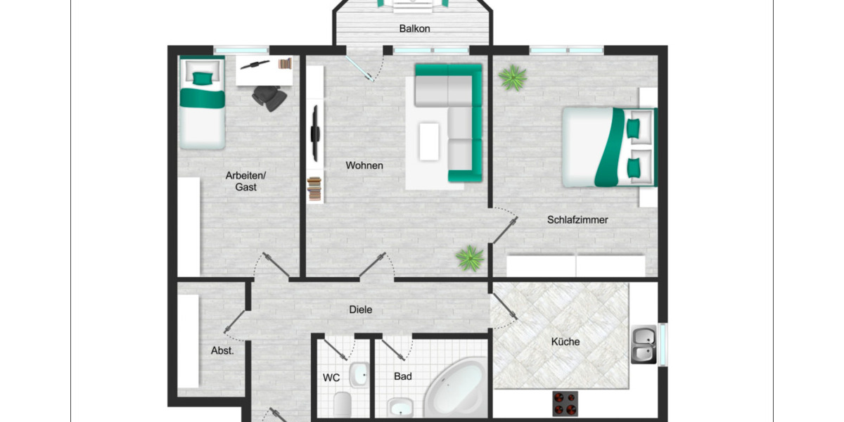 Etagenwohnung Köln Zündorf - 3 Zimmer, 69 m&sup2;, 199.000&euro; | Angebot:24042423