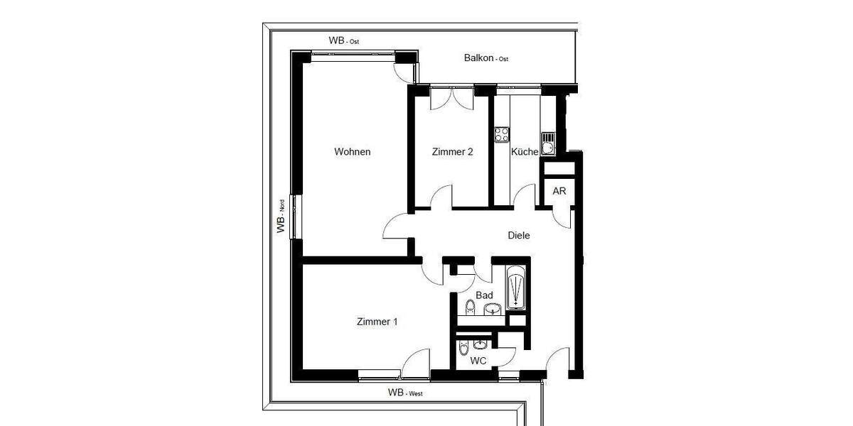 Wohngenuss & Rheinblick, frisch modernisierte 3 Zimmer mit Rundum-Panorama-Balkon, neues Bad, Aufzug 3 zimmer