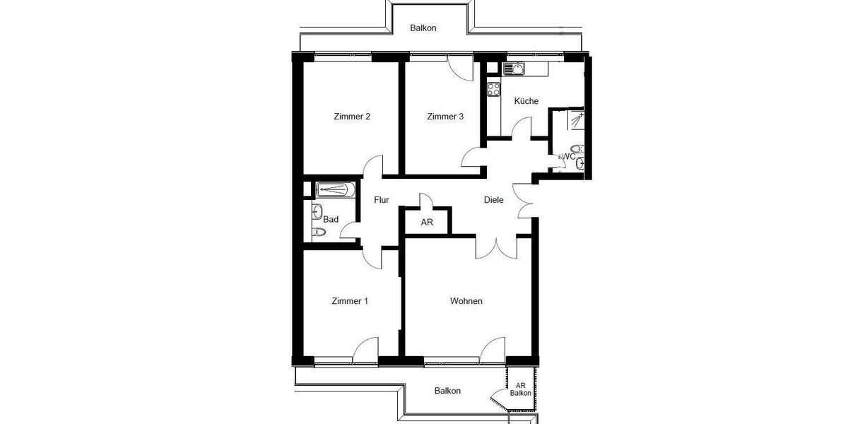 Nur noch einziehen! Modernisierte 4-Zimmer mit 2 Balkonen, neues Bad mit Wanne, Gäste-Bad mit Dusche 4 zimmer