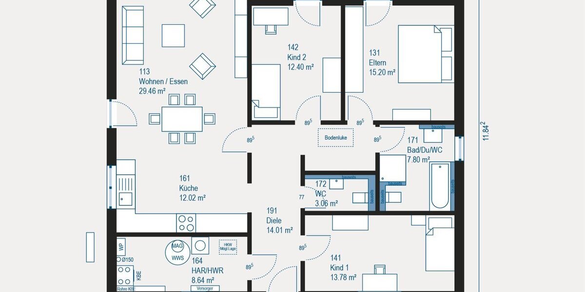 Individuell geplanter Bungalow in Solingen - Flexibles Wohnen auf einer Ebene mit allkauf - Bungalow Solingen Ohligs | Angebot:27698520