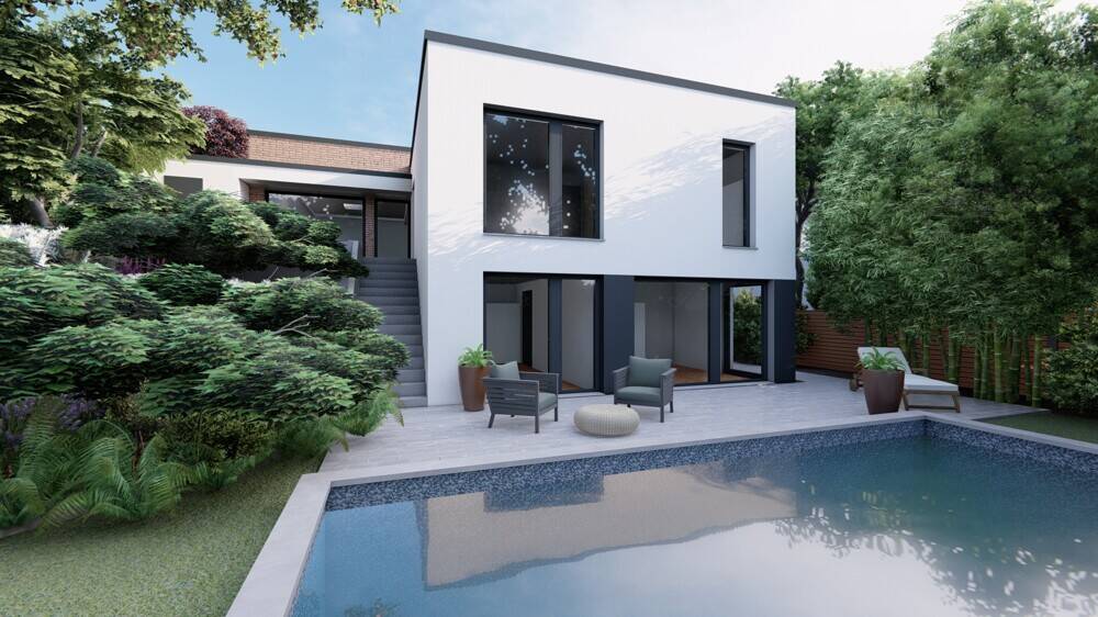 Exklusive Bauhausvilla in ruhiger Bestlage - moderner Luxusbungalow mit Garten und Garage - Villa Bensberg Bensberg | Angebot:25941077