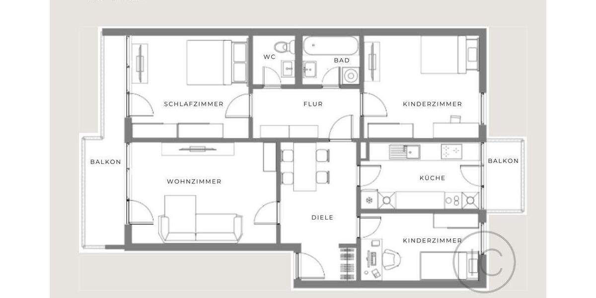 Etagenwohnung Köln / Chorweiler Chorweiler - 4 Zimmer, 99 m&sup2;, 315.000&euro; | Angebot:25268032