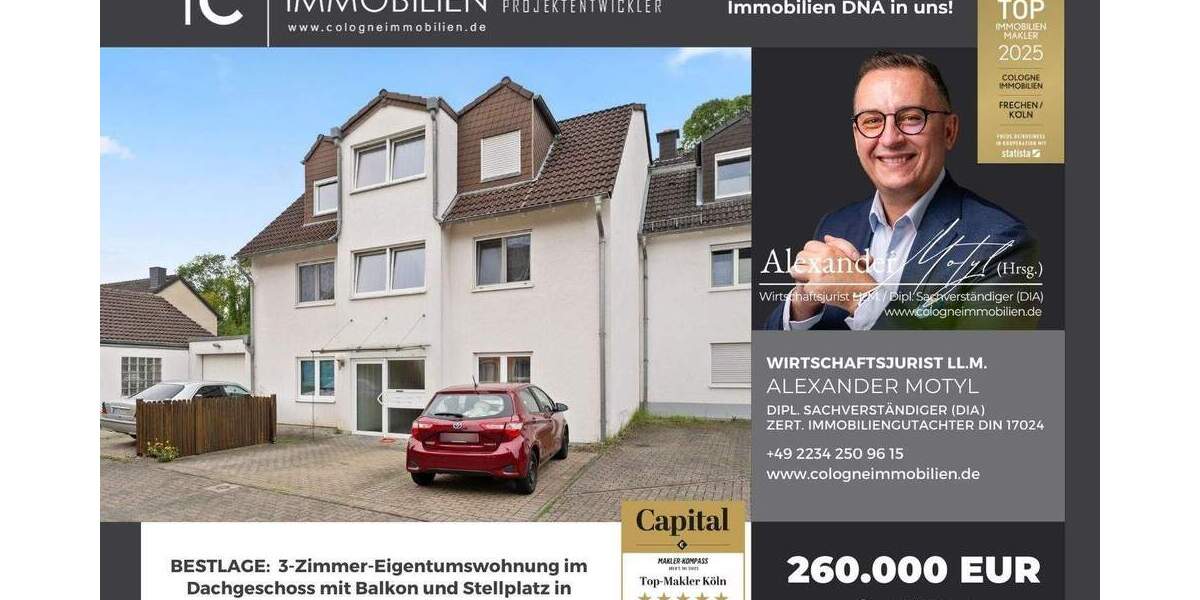 Etagenwohnung Frechen Grube Carl - 3 Zimmer, 86 m&sup2;, 250.000&euro; | Angebot:24027814