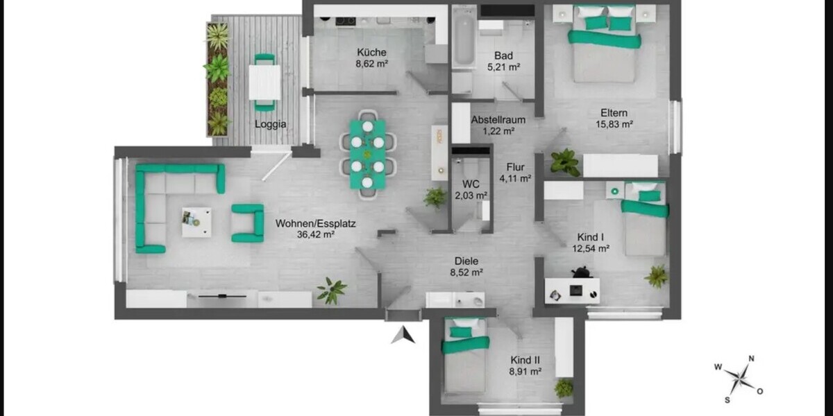 Gut geschnittene, barrierearme und bezugsfreie 4 Zimmer-Wohnung mit Balkon und Tiefgaragenstellplatz - Etagenwohnung Bonn / Tannenbusch Tannenbusch | Angebot:26196067