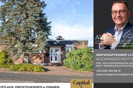 FAST FREISTEHENDER 4 bis 5-ZIMMER-BUNGALOW IN FRECHEN-KÖNIGSDORF VOLLSTÄNDIG UNTERKELLERT MIT GARAGE 4 zimmer