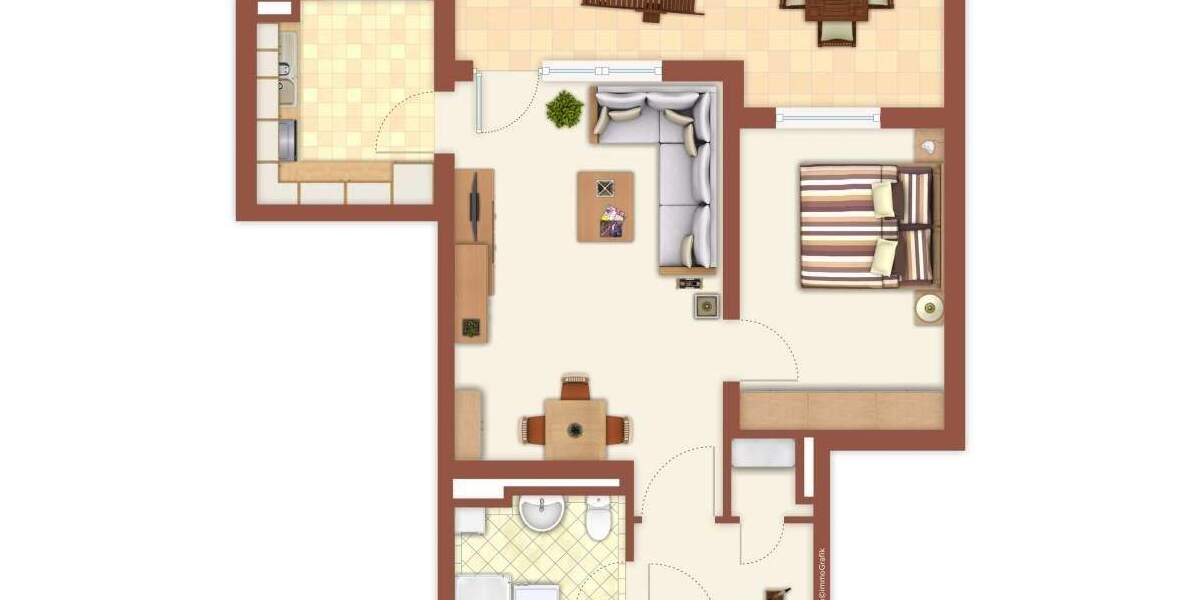 Terrassenwohnung Hilden Kalstert - 2 Zimmer, 51 m&sup2;, 187.000&euro; | Angebot:25534978