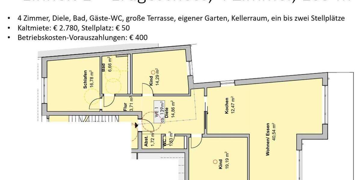 Etagenwohnung Köln Porz Ensen Ensen - 4 Zimmer, 139 m&sup2;, 2.780&euro; | Angebot:25636909