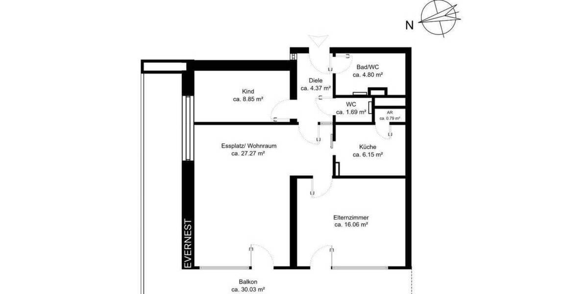 Etagenwohnung Köln Riehl - 3 Zimmer, 85 m&sup2;, 399.000&euro; | Angebot:25738435