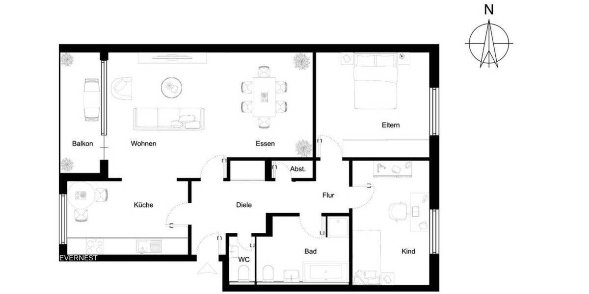 Etagenwohnung Niederkassel Rheidt - 3 Zimmer, 91 m&sup2;, 349.000&euro; | Angebot:26188411