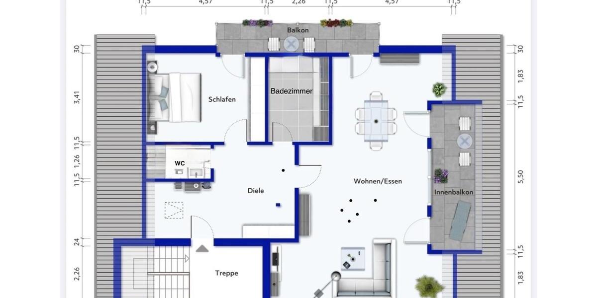 Dachgeschoßwohnung Sankt Augustin - 2 Zimmer, 102 m&sup2;, 1.300&euro; | Angebot:26072587