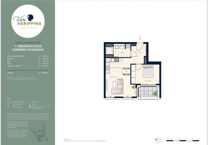 Exklusive teilmöblierte 2-Zimmer Neubauwohnung - 150m zum Rhein zimmer
