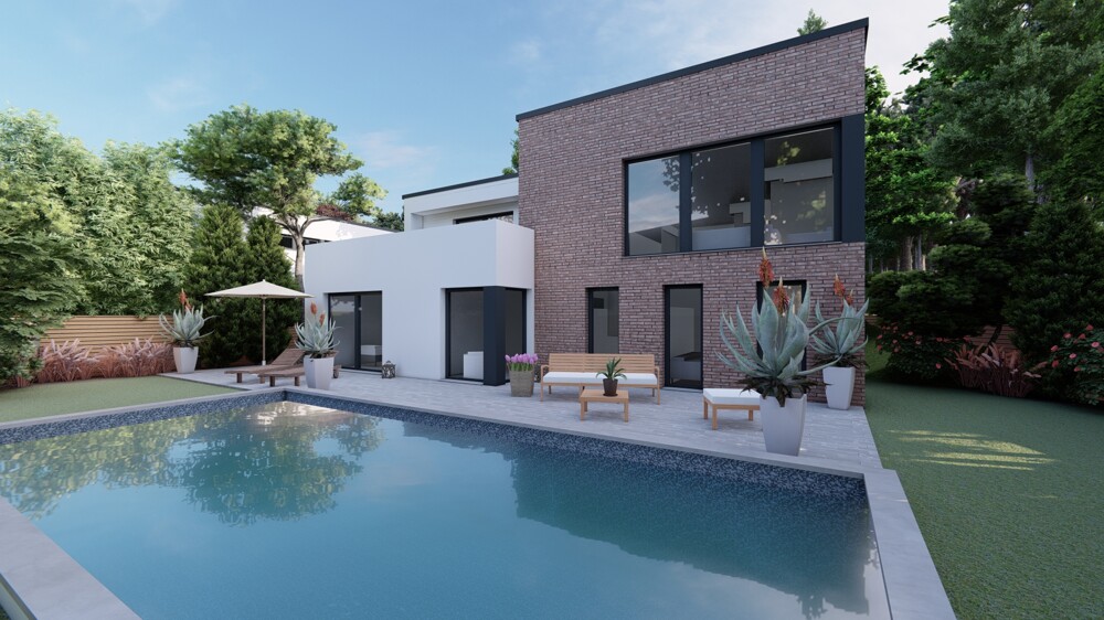 Architektenvilla am Waldrand - Bauhausbungalow mit Dachterrasse, Doppelgarage und exklusiver Privatsphäre - Villa Bensberg Bensberg | Angebot:27338480