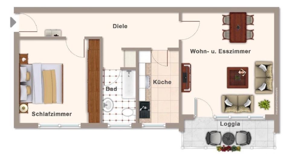 2 Zimmer Wohnung mit Balkon in Schlebusch 2 zimmer