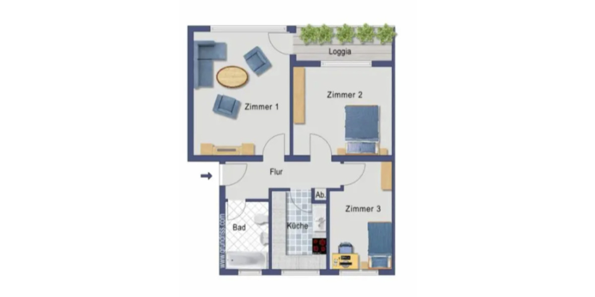 Etagenwohnung Bonn Hardtberg - 3 Zimmer, 66 m&sup2;, 216.000&euro; | Angebot:24784179