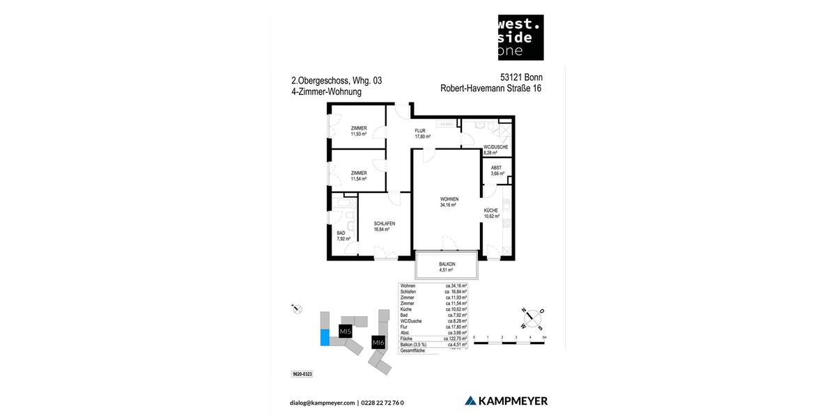 Etagenwohnung Bonn Dransdorf - 4 Zimmer, 127 m&sup2;, 1.695&euro; | Angebot:25444610