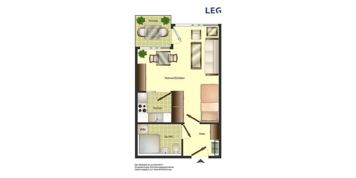 Etagenwohnung Bonn Neu Vilich - 1 Zimmer, 36 m&sup2;, 212&euro; | Angebot:26919615