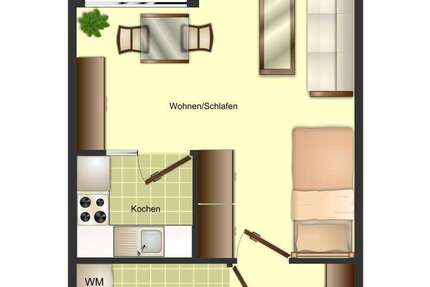 Wohnung Bonn Neu Vilich - 1 Zimmer, 36 m&sup2;, 212&euro; | Angebot:26919615