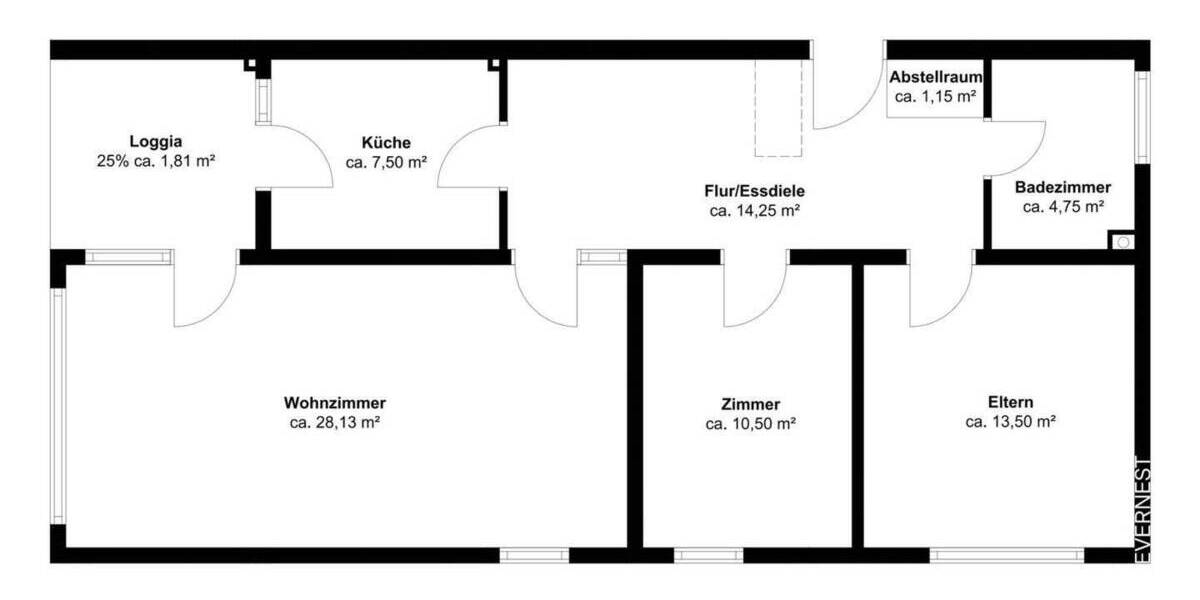 Etagenwohnung Köln Rondorf - 3 Zimmer, 81 m&sup2;, 280.000&euro; | Angebot:24736925