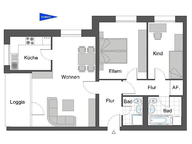 Gemütliche und helle Wohnung mit Balkon und separater Küche. Nur mit WBS für 3 Personen! zimmer