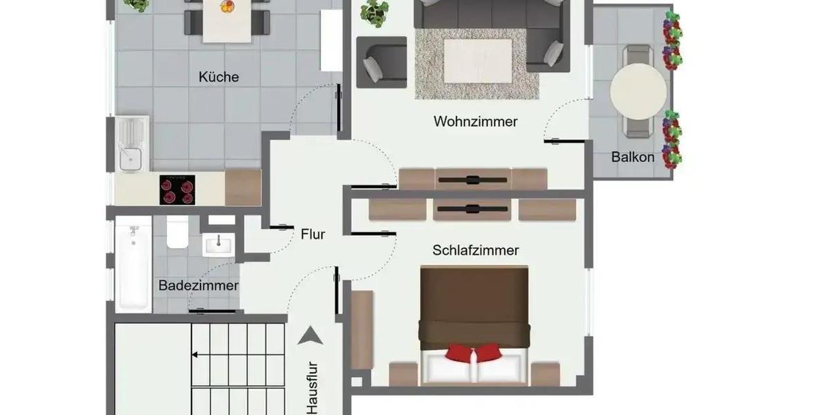 Erdgeschoßwohnung Köln Porz - 2 Zimmer, 62 m&sup2;, 199.000&euro; | Angebot:26186592