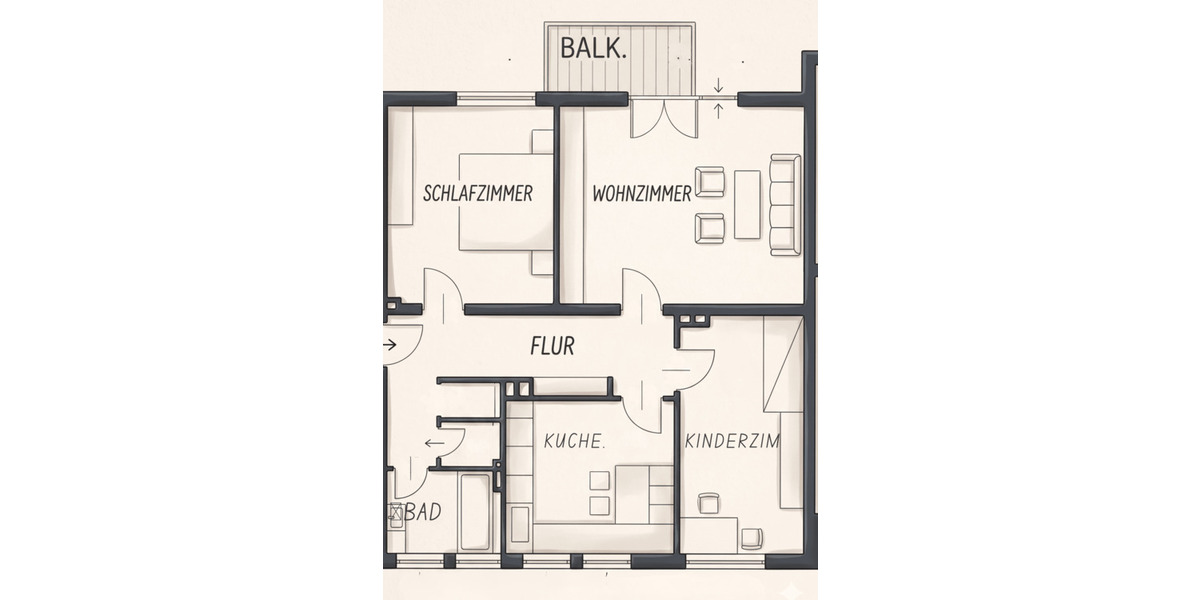 Etagenwohnung Troisdorf Sieglar - 3 Zimmer, 85 m&sup2;, 275.000&euro; | Angebot:26797521